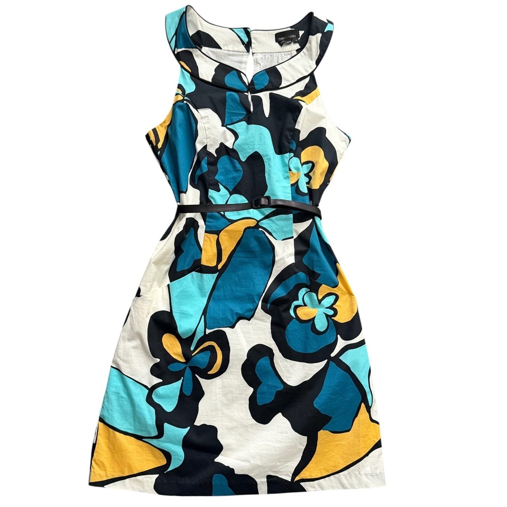 Max and Cleo Dress Women 6 Multicolor Floral Belted Sleeveless Fit & Flare Mini
